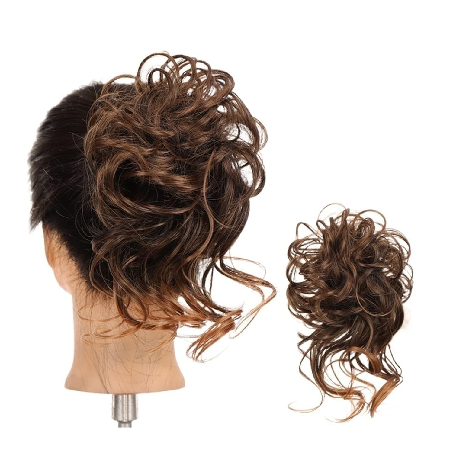 Extensión de moño desordenado, postizos de moño rizados y desordenados con banda elástica para cabello rizado, moño de pelo sintético, moño para moño, coleteros para mujeres (Color : 0016)