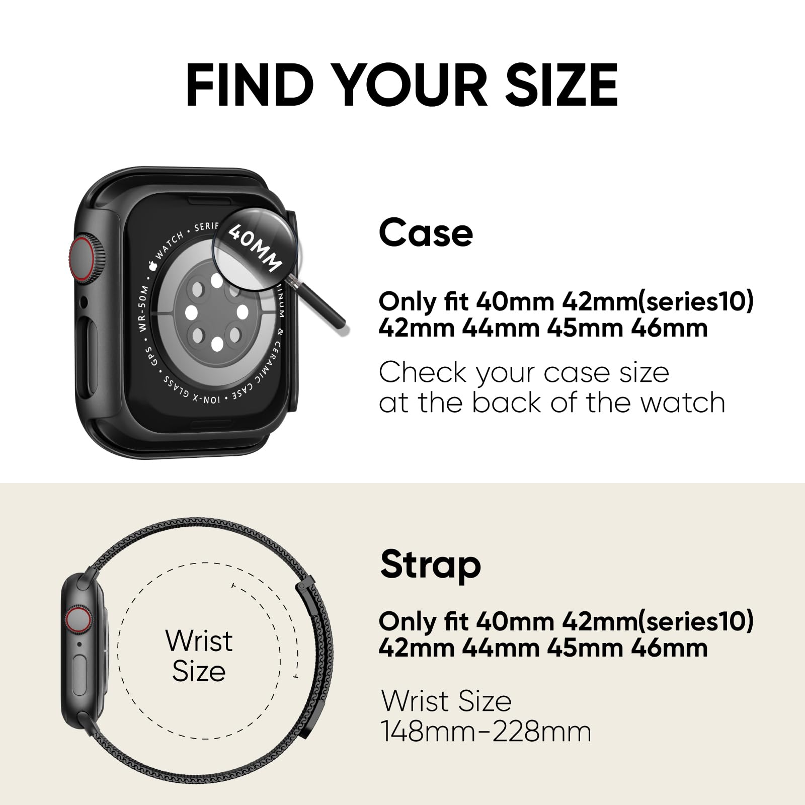 Compatible for Apple Watch Straps and Case Women, Magnetic Milanese Band and Double Row Diamond Screen Protector, Luxury & Versatile, Solve Boring Outfits, Eye-Catching for Work & Date — view 2