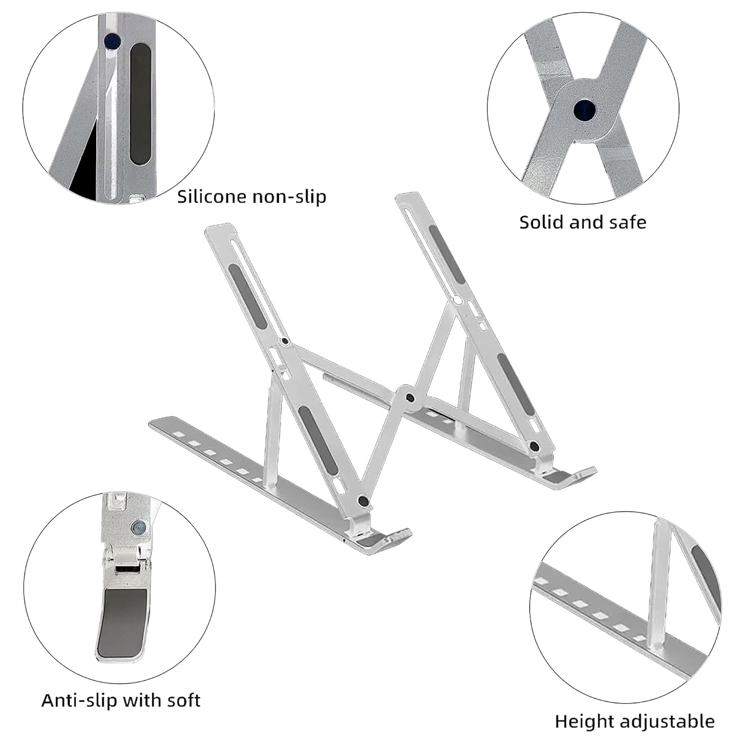 Ant Esports ALS05 Aluminum Foldable Laptop Stand – Silver I 6 Adjustable Levels I Anti-Slip and Heat Dissipation 23 71QDwjP9boL. SL1500