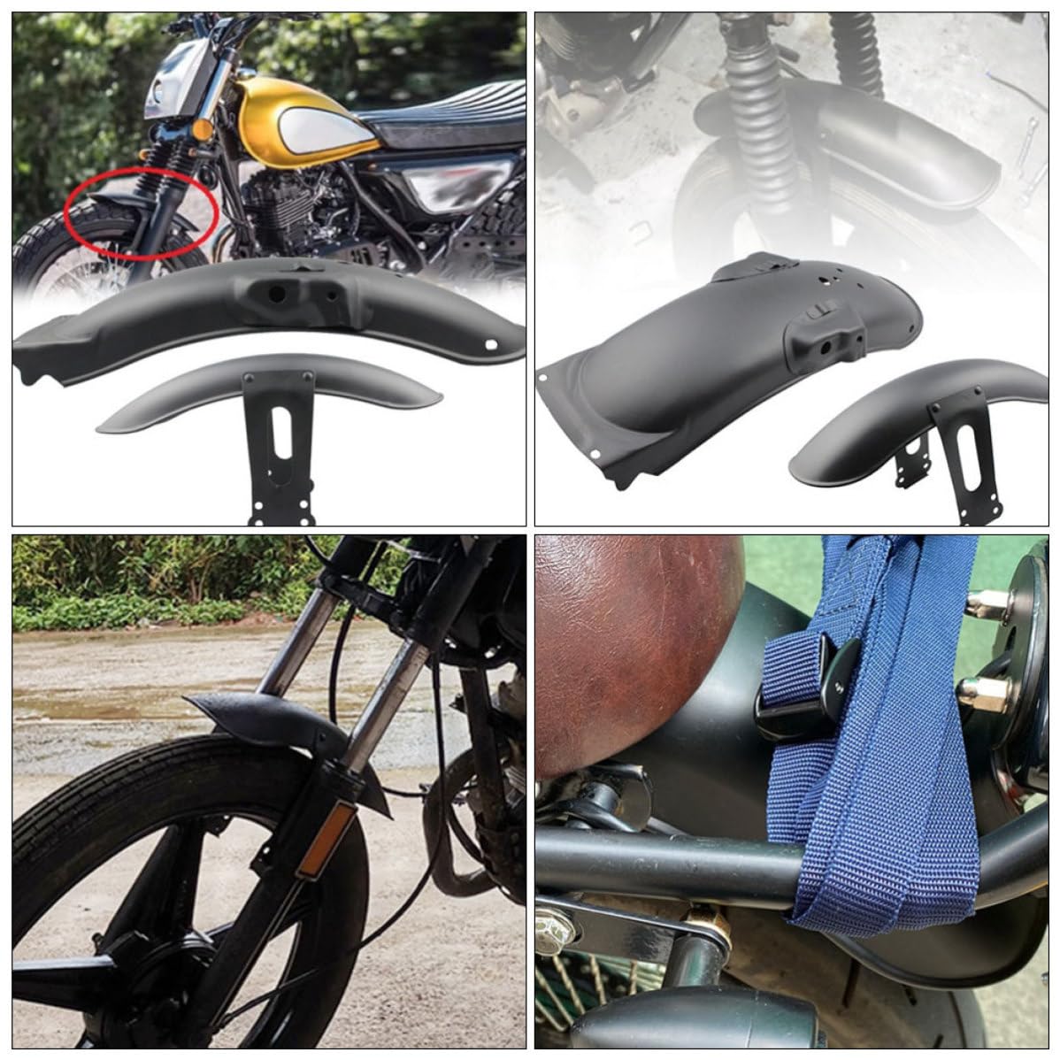 Retro Schutzblech Satz für Cg125 Motorrad Vorne Hinten Schwarz