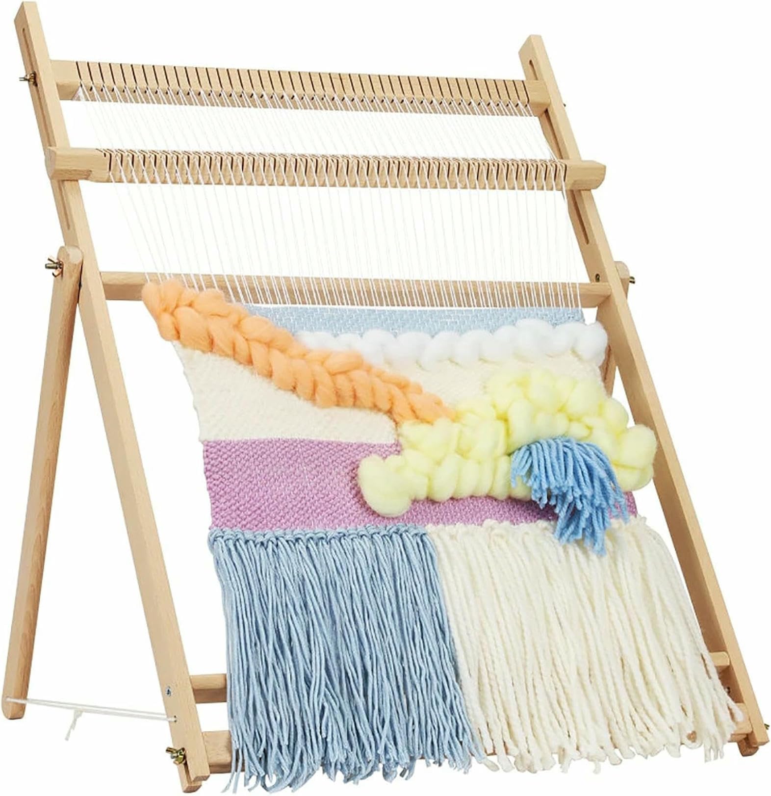 DIY-Handstrickwebmaschine aus Holz, Multi-Craft entwickelt Kreativität, Webrahmen-Webstuhl, Web-Strickwebstuhl-Set mit Ständer für Anfänger, Kinder