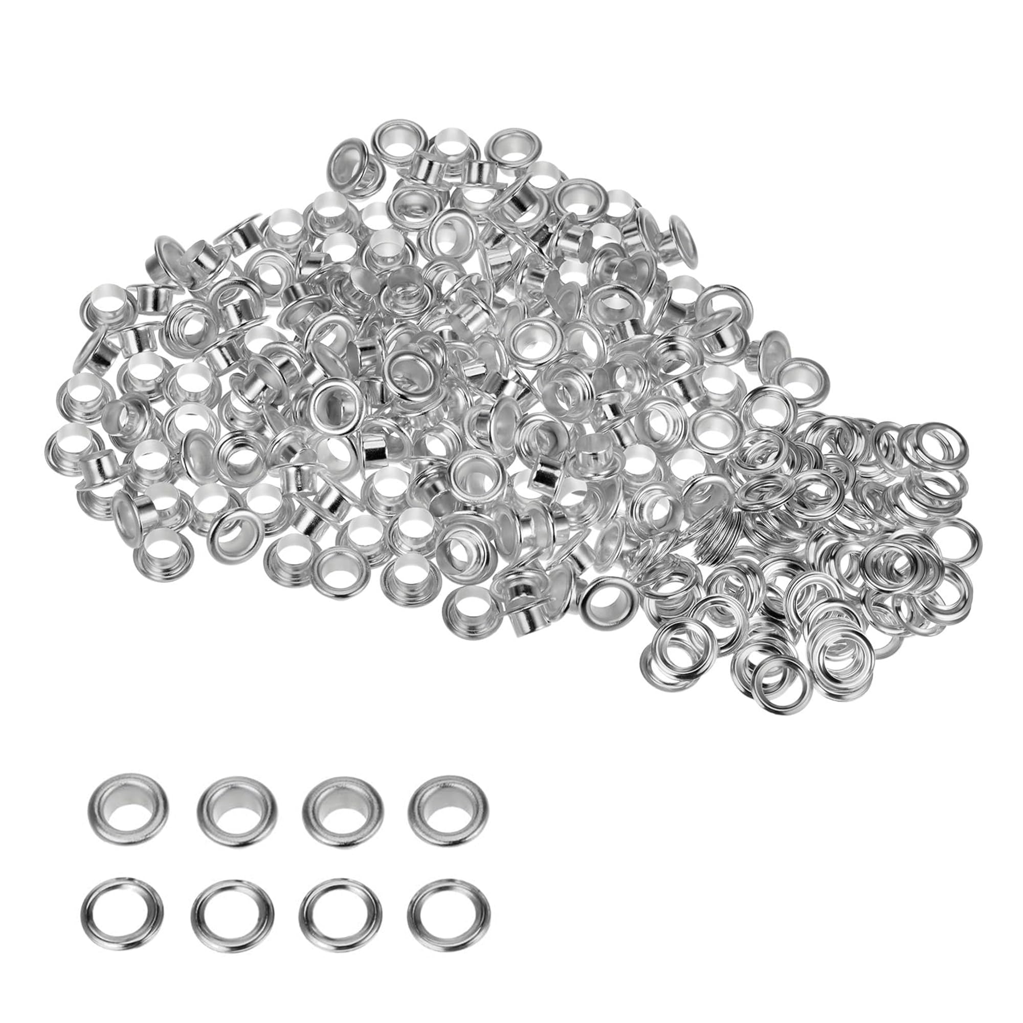 Trimming Shop 8mm Silver Iron Eyelets Grommets Washers 100pcs Leather Craft