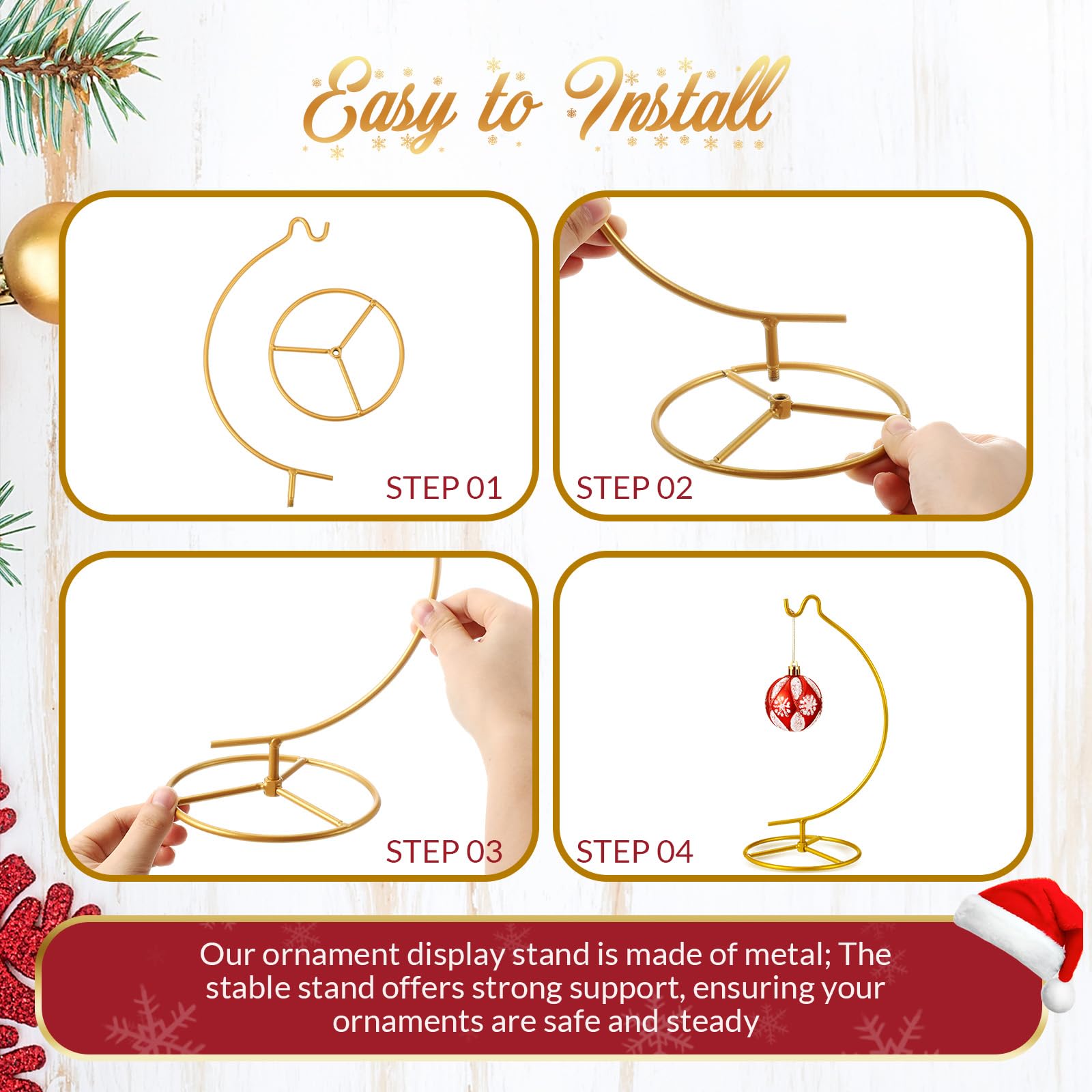 Baderke Ornament Display Stand, Ornament Hanger Ornament Stand Holder Glass Ball Air Plant Holder, Hanging Terrarium Stand for Christmas Wedding Ornament, Home Office Decor,10.43