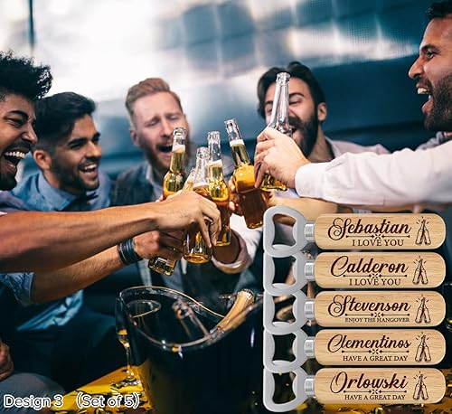 Miniatura 7 de Personalized Beer Gifts, Wooden Bottle Opener Gift for Him, Groomsman， Brother, Boy Friend, Father, Unique Gifts for Father's Day, Birthday