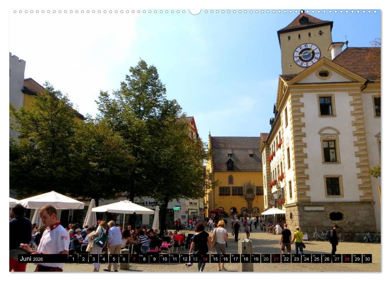 REGENSBURG - urbanes Leben (hochwertiger Premium Wandkalender 2026 DIN A2 quer), Kunstdruck in Hochglanz: Leben in historischem Ambiente (CALVENDO Orte)
