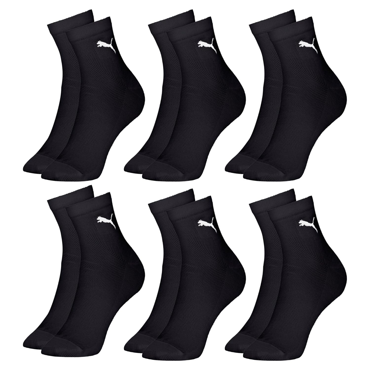 Kit 06 Pares Meias Puma Cano Médio Algodão Penteado Mallha Mesh Respirável Masculino Adulto