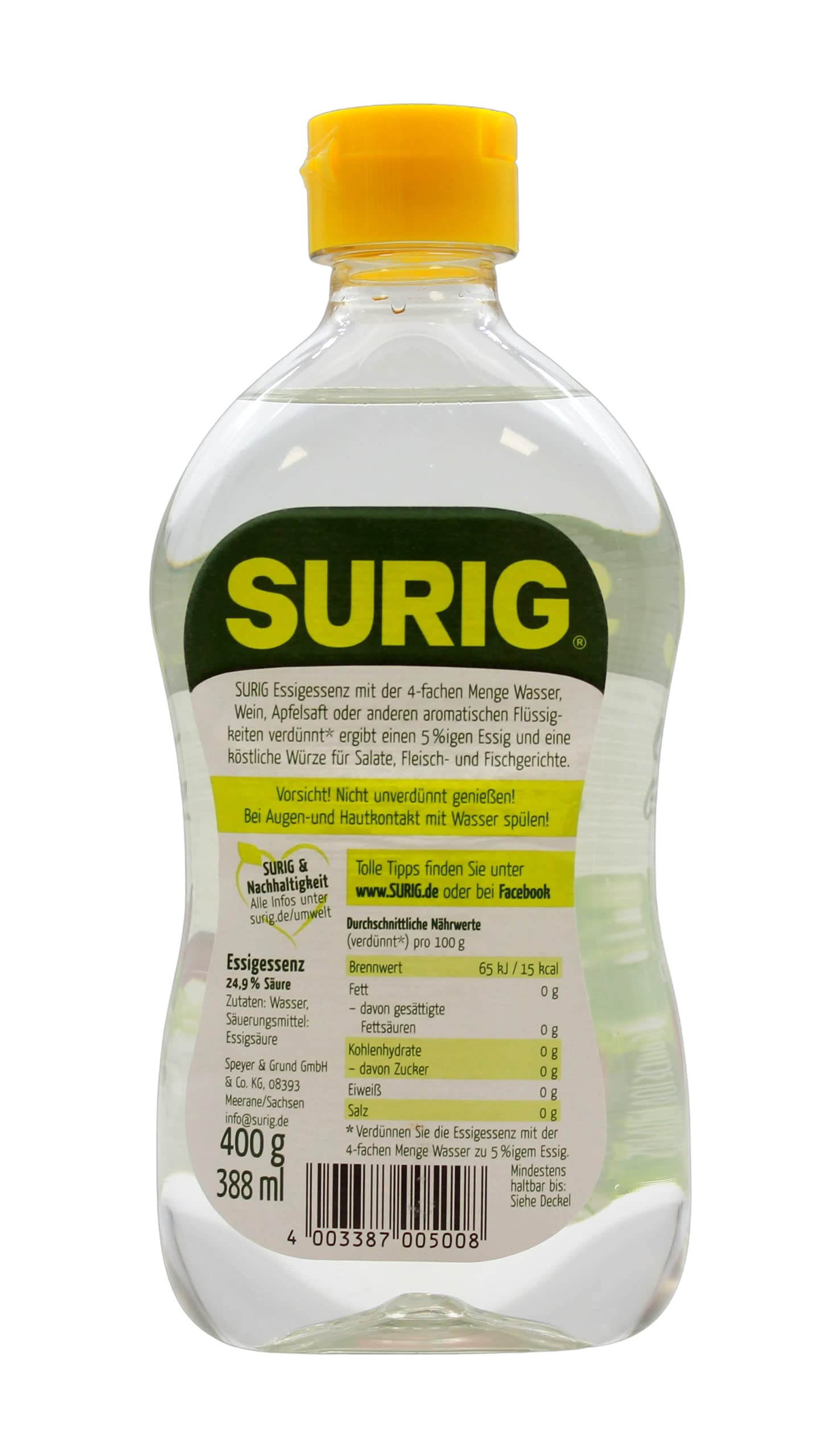 Surig Vinaigre Essence 25% Clair Lot de 12 (12 x 400 ml)
