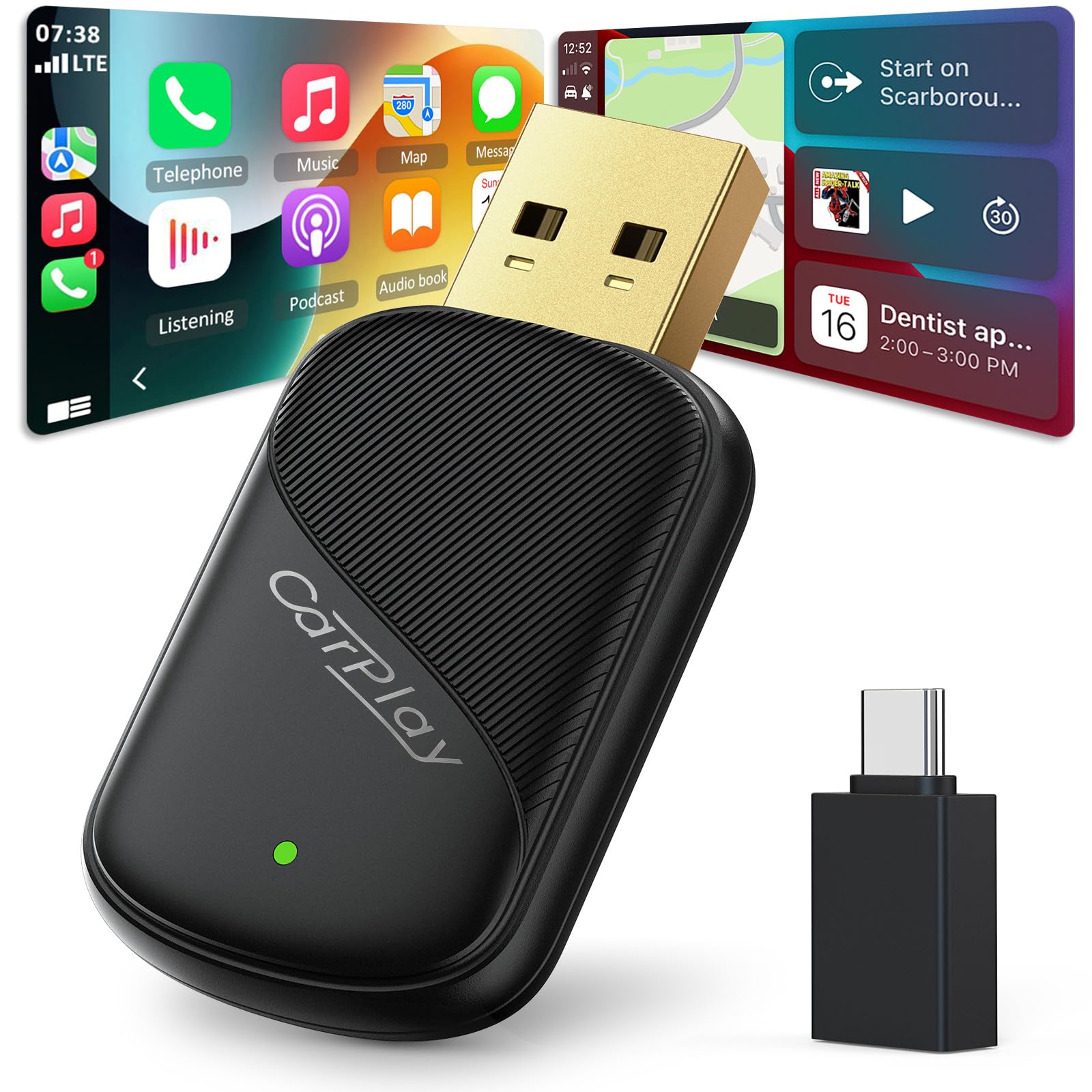 2-in-1 Wireless CarPlay Adapter for Apple CarPlay & Android Auto