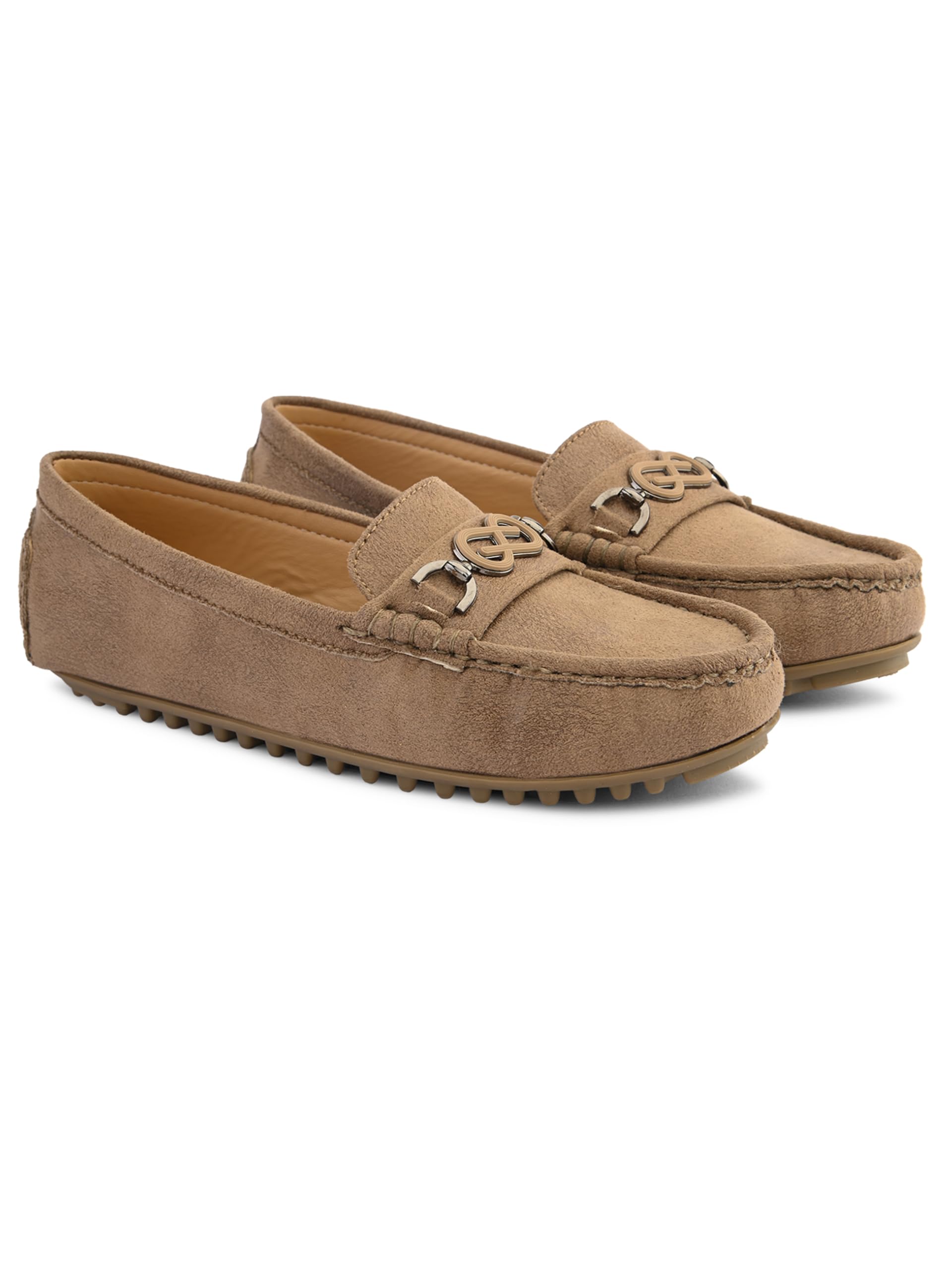 Women's Loafers Textured Slip on Shoes | Round Toe with Durable TPR Sole Stylish & Lightweight | Comfortable for Casual, Office & Daily Use for Women - 7 (Brown) W 9002-image-49