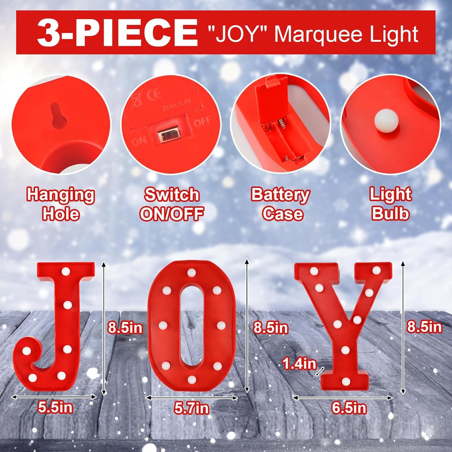 Zimati Christmas Decorations Indoor Home Decor Light Up Joy Sign Letters image 3