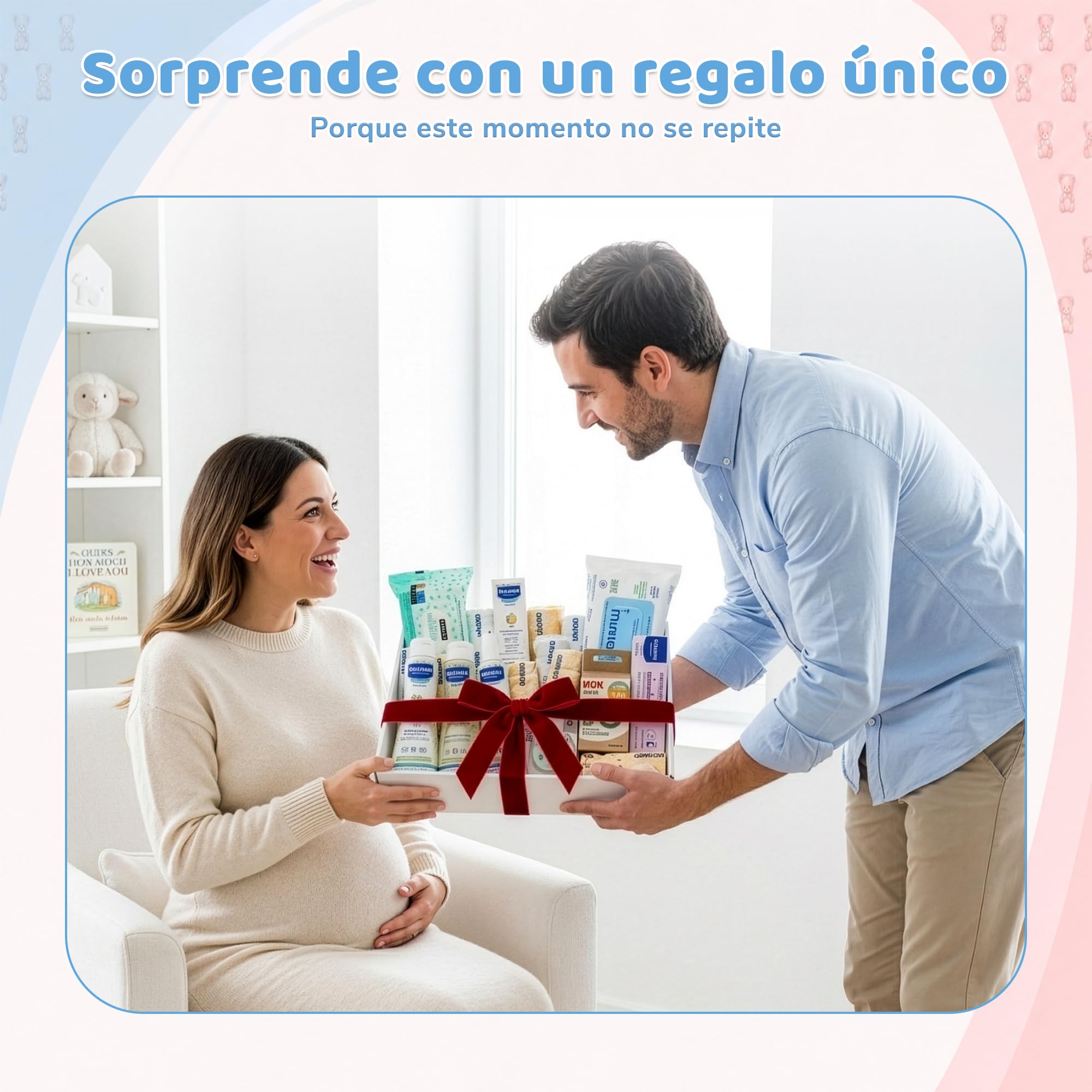 Cesto regalo per neonato, set regalo unisex per maschietti e femminucce, kit igienico completo con gel, shampoo, acqua di colonia, salviettine, pannolini, ciucci e clip, kit per neonato baby shower