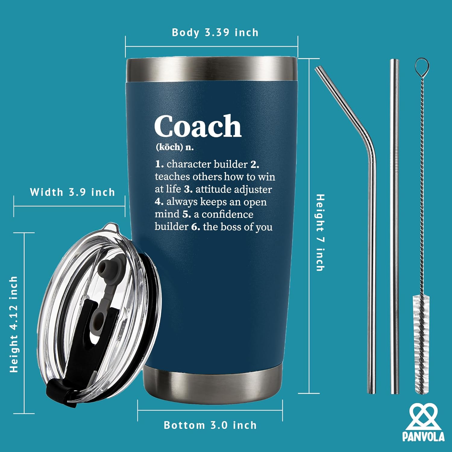 Coach Noun Definition Vacuum Insulated Tumbler Navy Coach Gifts Sports Team Manager Office Boss Appreciation Inspirational Stainless Steel With Removable Lid Drinkware (20 oz) - Image 8