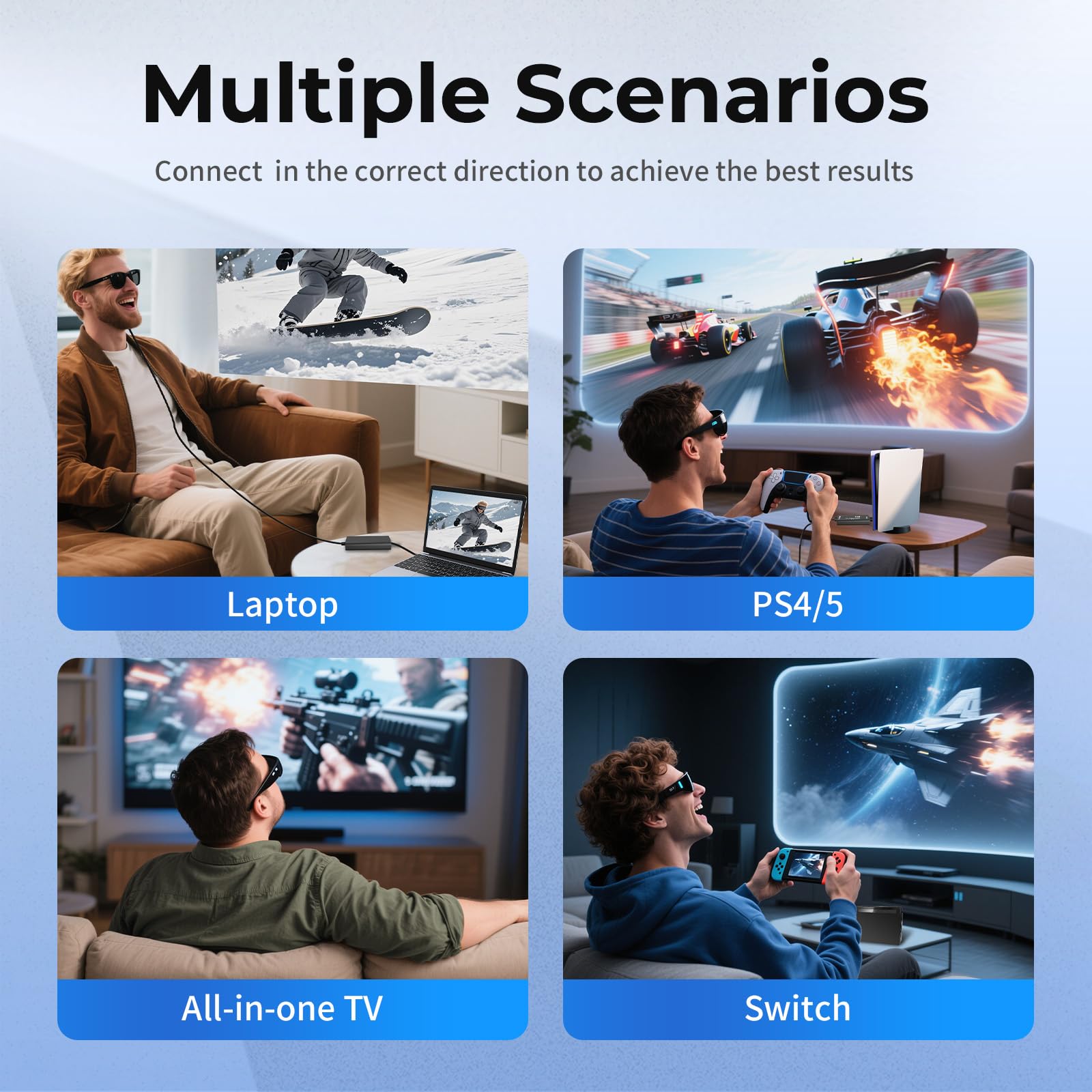 Guermok AR Glasses Adaptateur d'affichage HDMI vers USB-C, 1,5 m, 4K @ 60 Hz, convertisseur AR avec DC 5 V, pour X Real One/Air 2 Pro/Ray Neo/Rokid, Switch 2/1, PS 5/4, moniteurs Portables, Noir
