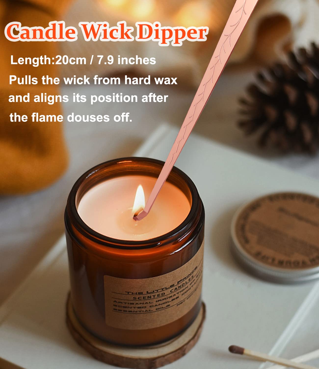 Kit D'entretien 5 En 1 Pour Bougie - Coupe-mèche - Ensemble Allume-bougie, éteigneur, Plateau à Bougies, Cuillère à Mèche De Bougie - Ensemble D' Accessoires Pour Les Amateurs De Bougies (noir