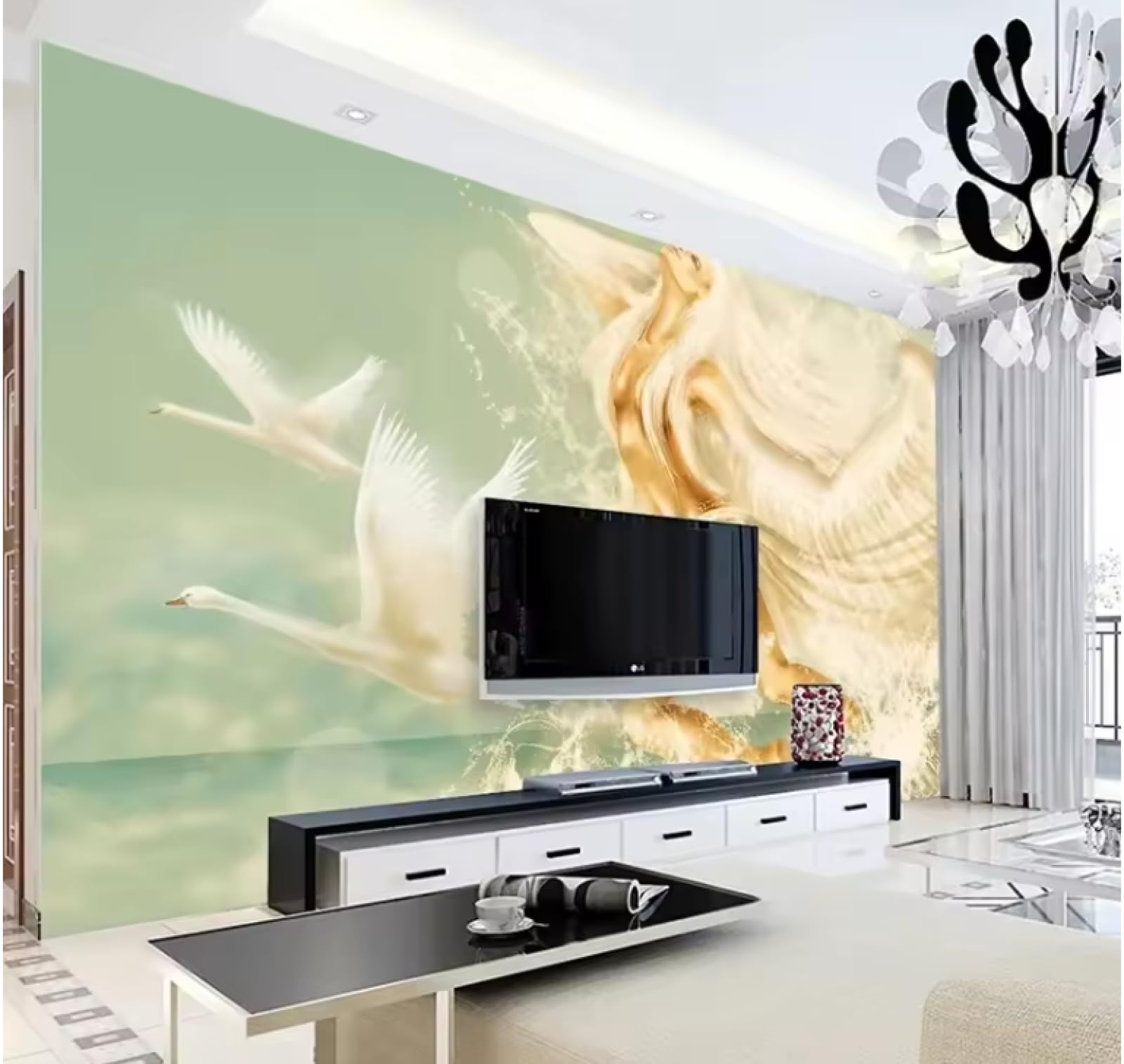 Tapety Malowidła ścienne Abstrakcyjna figura Fajny salon Sofa Sypialnia Dekoracja domu Tapeta, 3D, 300x210cm