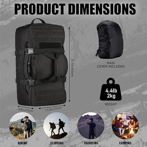 Miniatura 2 de Protector Plus Mochila táctica de viaje 60L militar Molle bolsa de lona (cubierta de lluvia y parche incluidos)