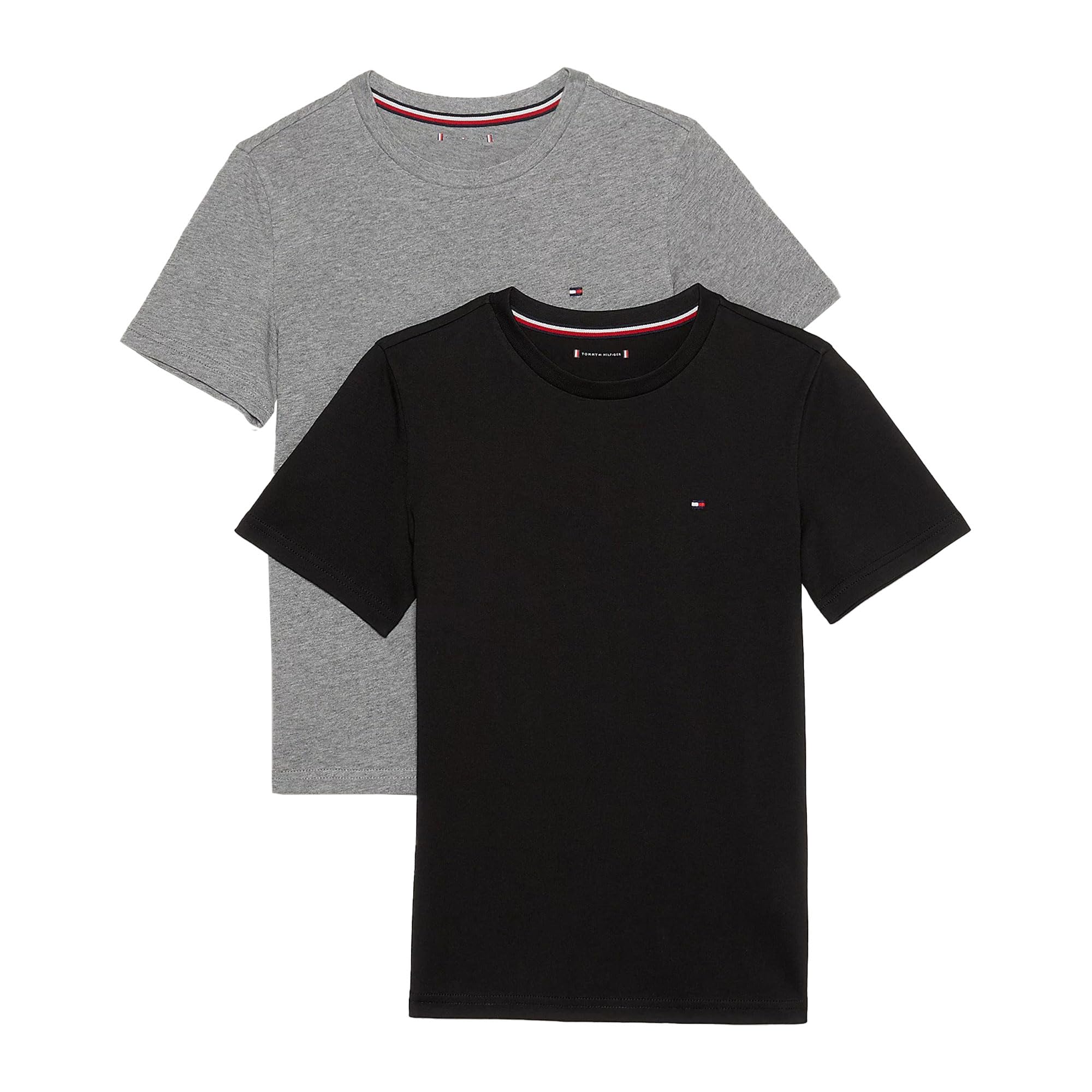 Tommy Hilfiger Jungen 2er Pack T-Shirts Rundhalsausschnitt, Mehrfarbig (Light Grey Ht / Black), 4-5 Jahre