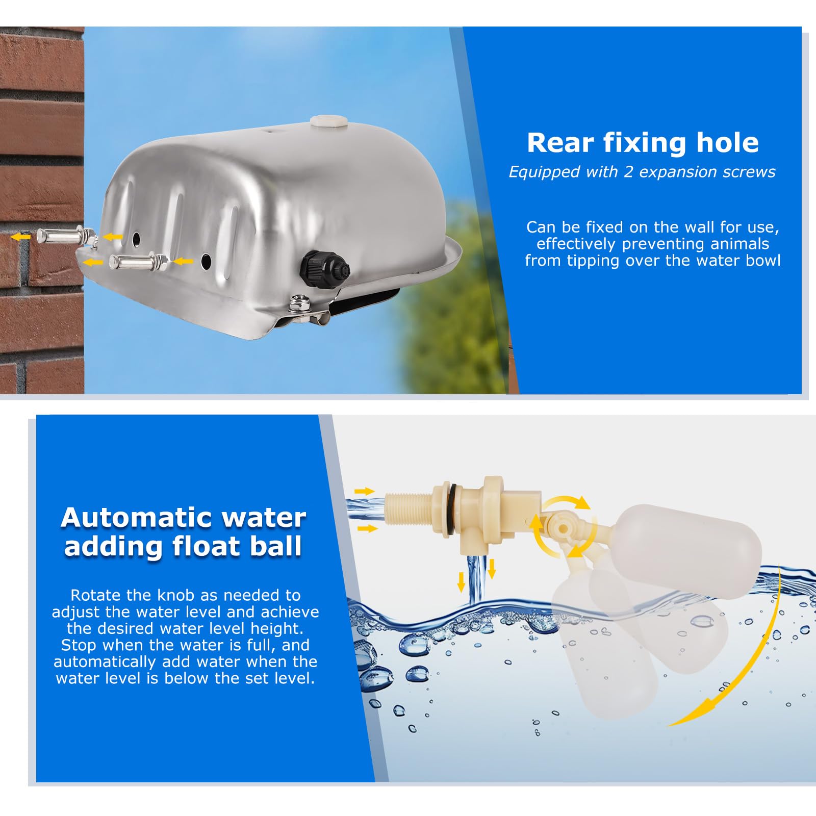 Cuenco de agua con calefacción para perros, gatos al aire libre, raza grande, dispensador automático de agua para perros, llenado automático, cuenco de agua calentado para mascotas, bebedero exterior