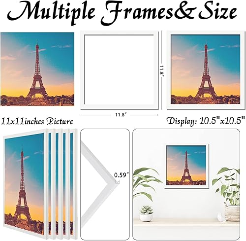 Vista 13 de Juego de 5 portarretratos de 10 x 14 pulgadas, marcos de fotos blancos de alta transparencia para galería de pared horizontal de escritorio vertical