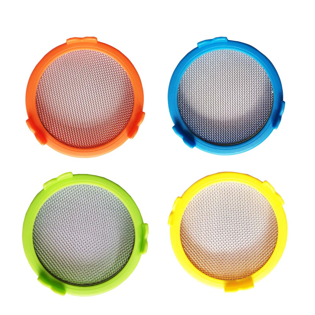 OEBUAFI Sprouting Lids, Plastic Sprouting Strainer Lid with 316 Stainless Steel Mesh for 86mm Wide Mouth Jars Ideal for Germinating Nutrient Rich Sprouts (Colorful)