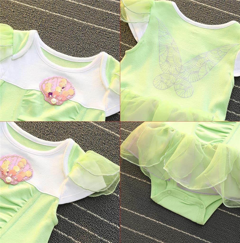 Lito Angels Baby Girls Fairy Girl Fancy Fairy Dress Up Costume Infant Bodysuit Romper with Bow Headband Age 6-9 Months, Green 334 - Image 3
