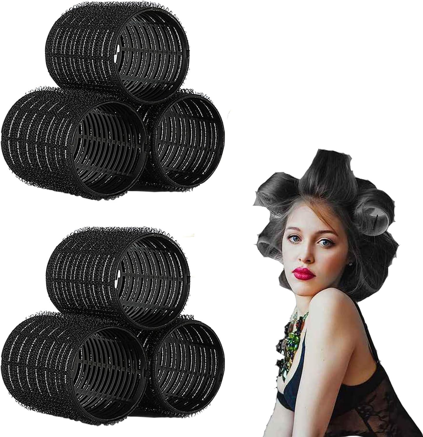 JLNGTHONG Hair Rollers, 6 Pcs Plastic Flexi Rods for Long Hair, 55MM