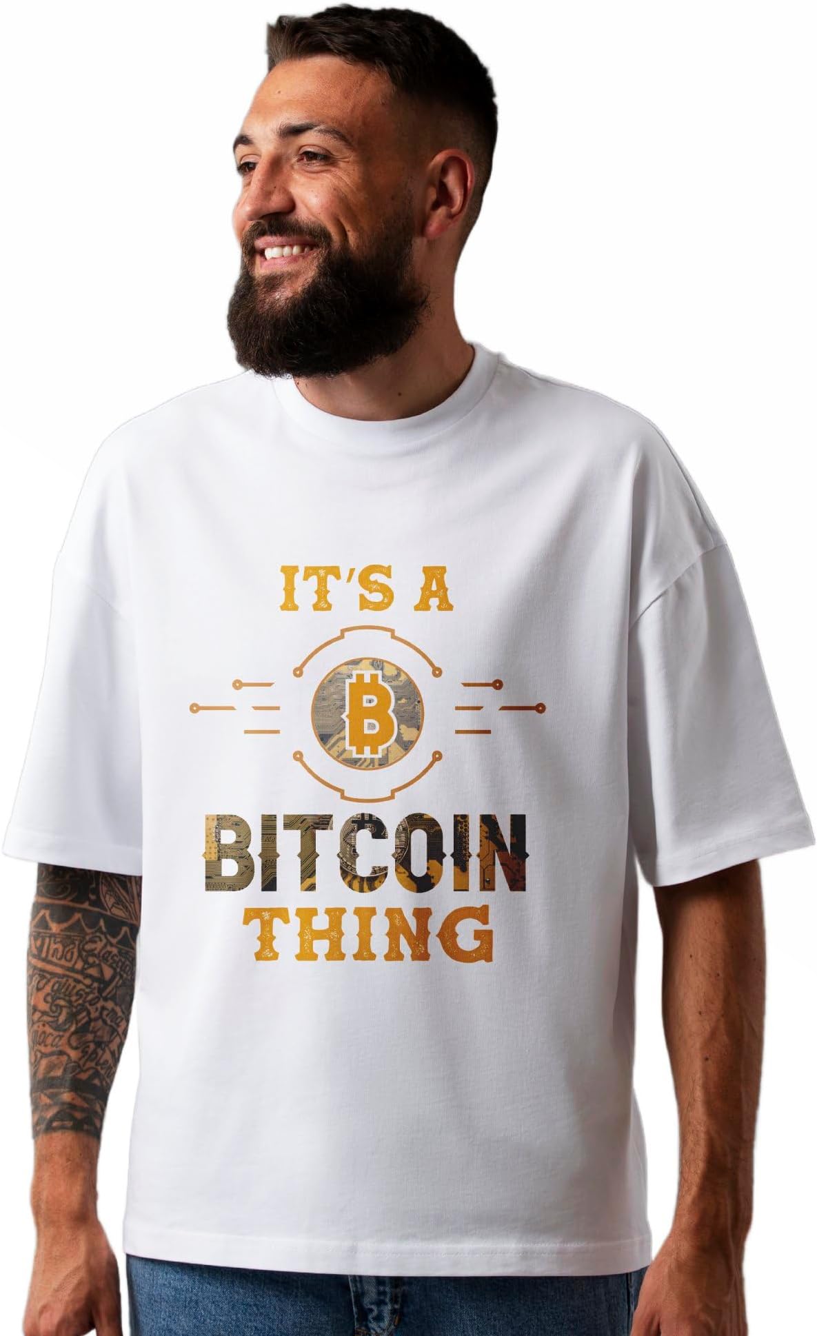 Seek Buy LoveUnisex Oversized T-Shirt, It's A Bitcoin Thing, Cryptocurrency Apparel, Casual Tech Geek Tee, Digital Currency Fashion