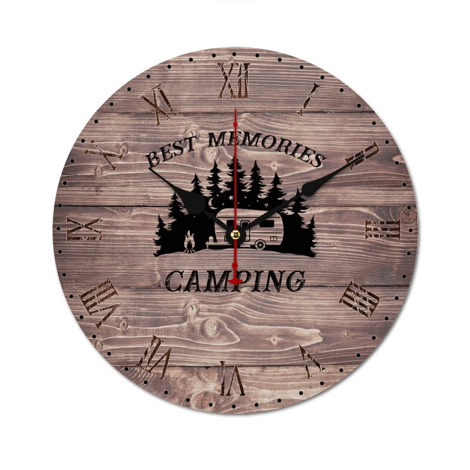 Horloge murale de camping à piles 38cm pour amateur de camping-car