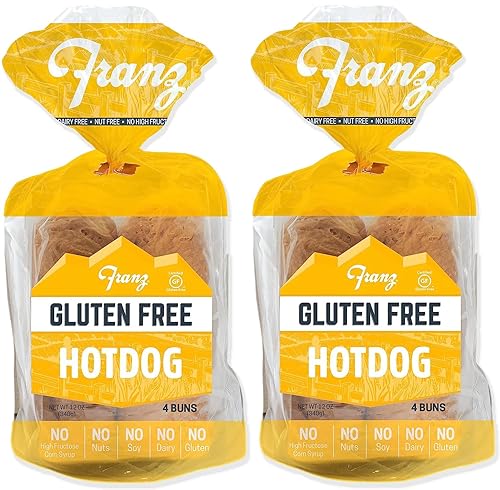 Franz Bakery - Bollos para perros calientes sin gluten, paquete de 2 (2 x 12 onzas) con guía de estilo de vida sin gluten Living Chic