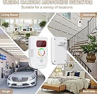 Vista 6 de Paquete de 2 detectores de monóxido de carbono, detector de gas de monóxido de carbono enchufable de pared, detector de monóxido de carbono portátil