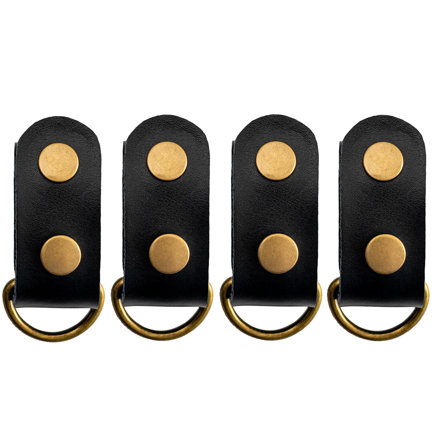 Sanlykate 4 Pack Leather Belt Keepers with Double Brass Button & Solid D Brass Buckles