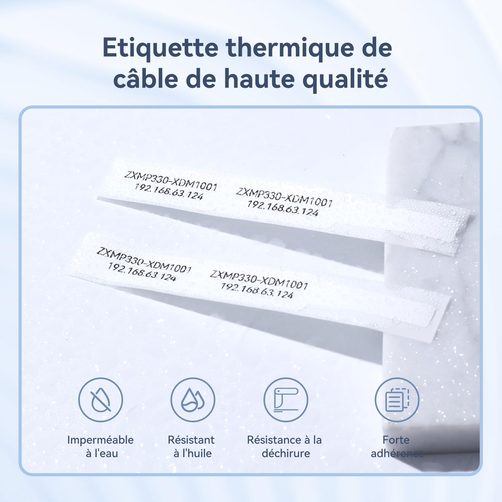 NIIMBOT Câble Étiquette pour D110 D11 D101 H1S Imprimante, 12.5x109mm, auto-adhésif, imperméable, résistant à la déchirure