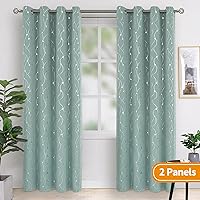 Vista 199 de BGment Room Darkening Curtains 95 Inches Long, Grommet Thermal Insulated Blackout Curtains with Wave Line and Dots Printed for Bedroom, 2 Panels