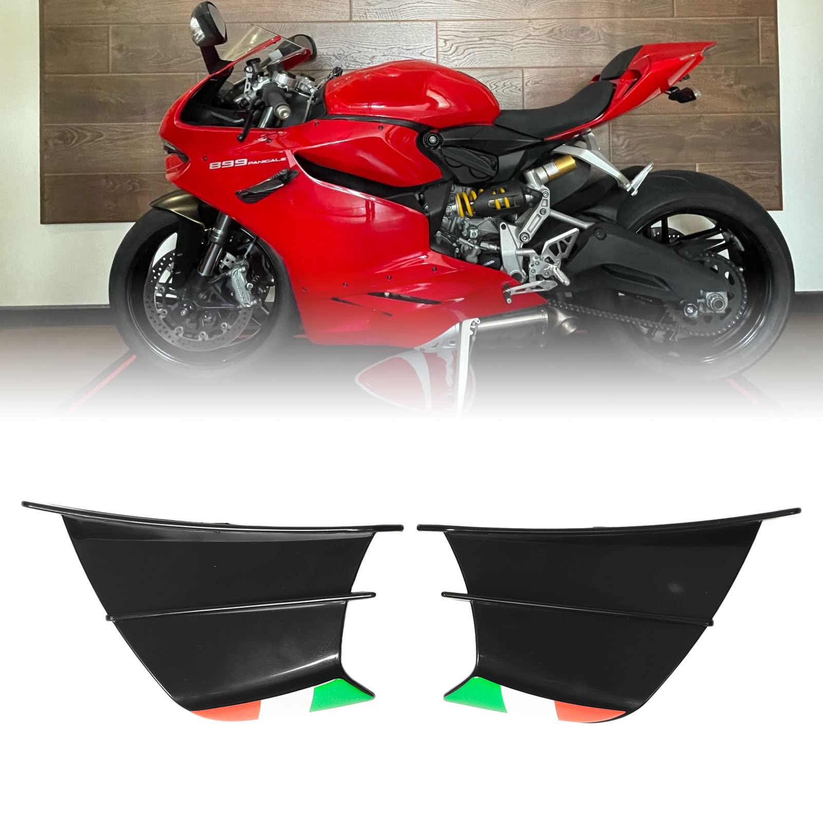 Aileron de Moto Résistant aux UV, Aileron Latéral de Moto, 2 Pièces, Résistant à l'usure pour Moto (Le Noir)