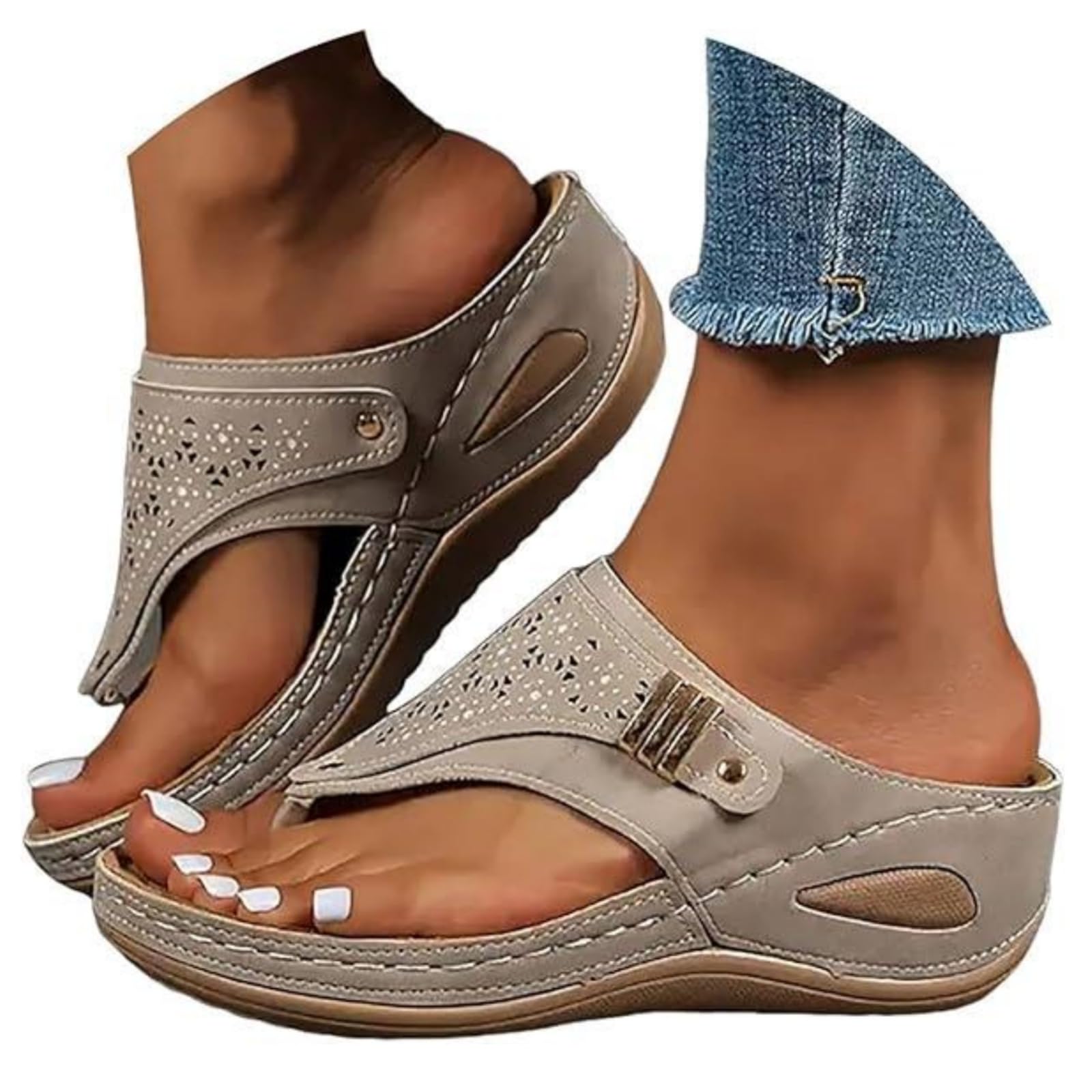 Ladmiple Womens Sandals Comfortable Dressy Arch Support Orthotic Slippers Open Toe Slides Summer Orthopedic Thong Flip Flops