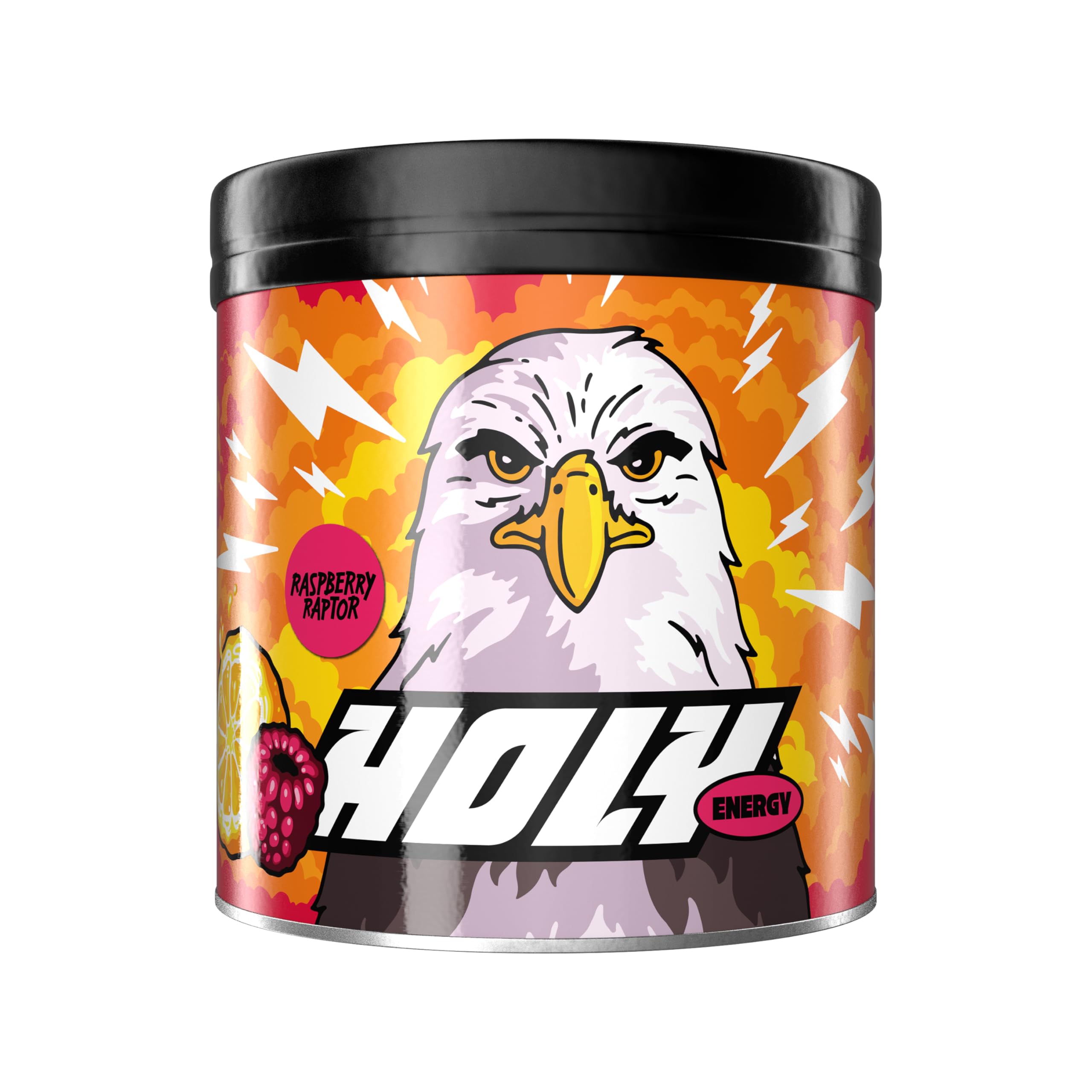 HOLY Energy ‘Raspberry Raptor’ Booster mit Himbeer & Yuzu Geschmack - 50 Portionen mit NewCaff & Grüntee Extrakt - Energydrink in Pulverform - Vegan mit 100% natürlichen Fruchtaromen