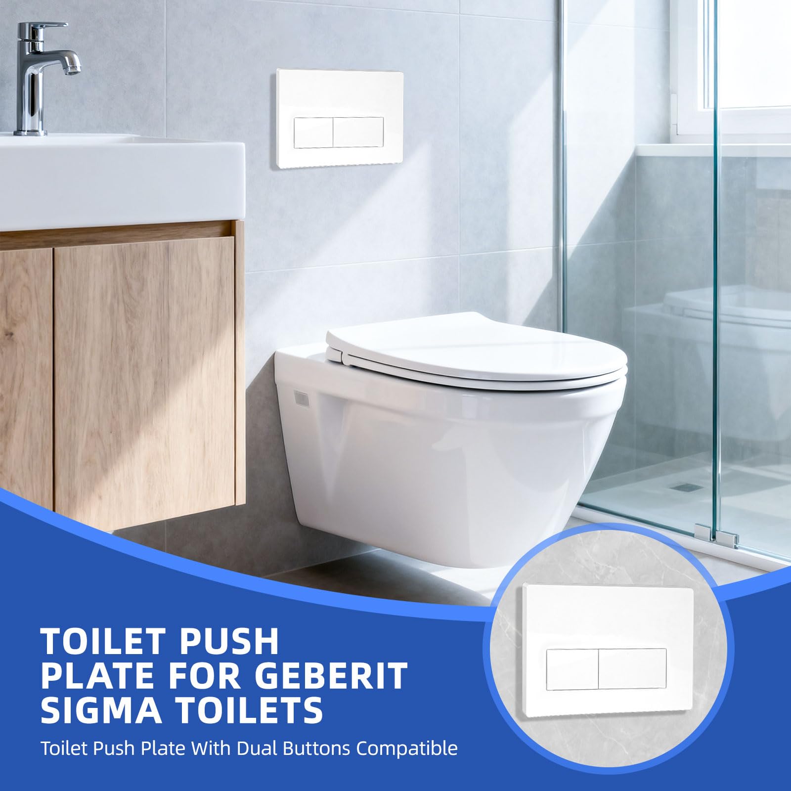 Plaque de Commande WC Suspendu Compatible Geberit Sigma 01, UP300 & UP320 Plaque de déclenchement Geberit, Panneau de Réservoir d'eau Caché pour Chasse d’eau Doublesilencieuse(Blanc)