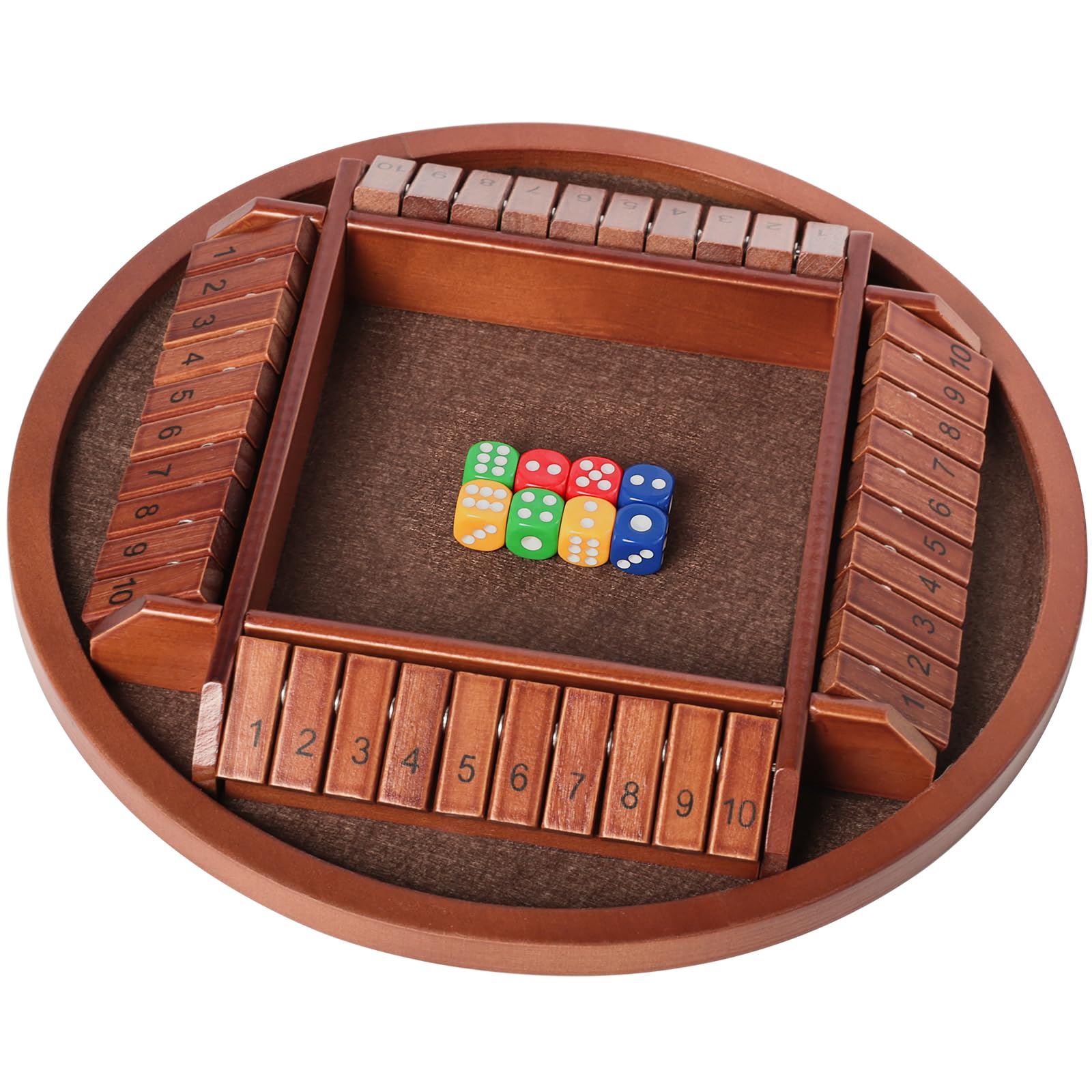 Shut The Box Dice Game,2-4 Player Family Wooden Board Table Math Games, 8 Dices Classics Tabletop Version Games for Classroom,Home,Party or Pub -