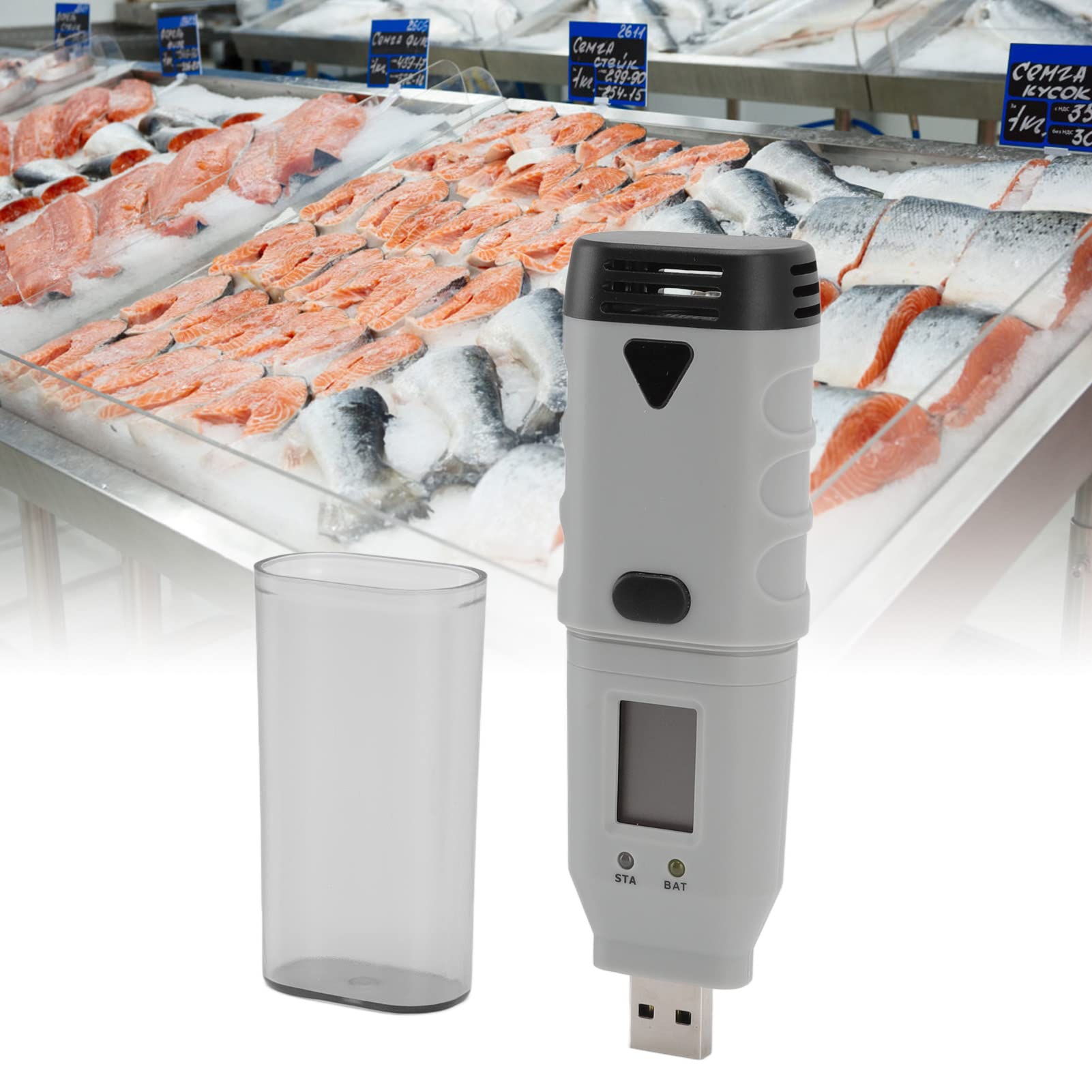 USB Temperatura Medidor de medición de humedad Higrómetro de termómetro portátil ABS para interiores al aire libre