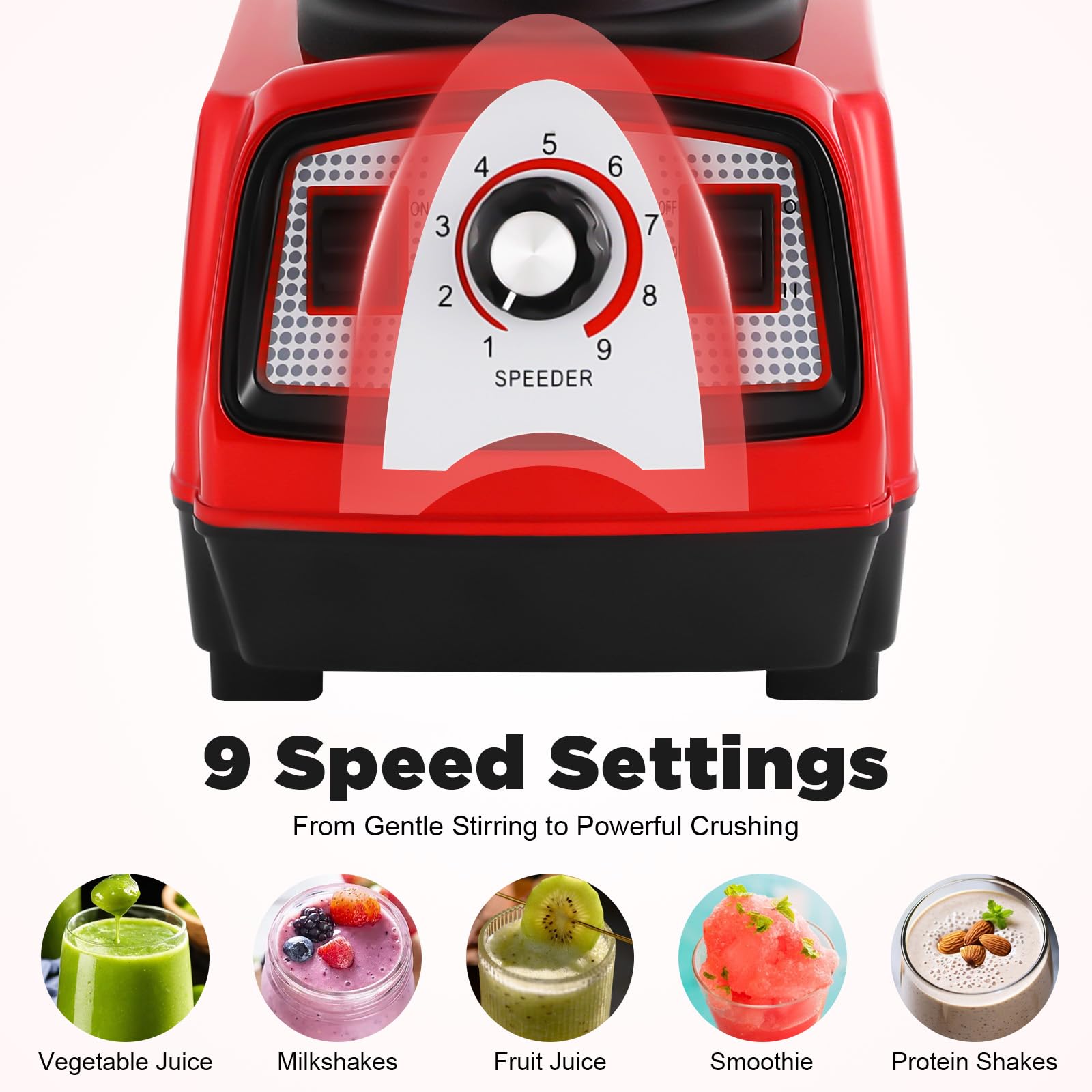 Mikser o wysokiej wydajności 2200 W, 4 l, 26 000 obr./min, mikser do smoothie z mieszadłem, 9 prędkości, profesjonalny blender, do domu, restauracji, barów, sklepów z herbatą mleczną, 22 x 23 x 57 cm