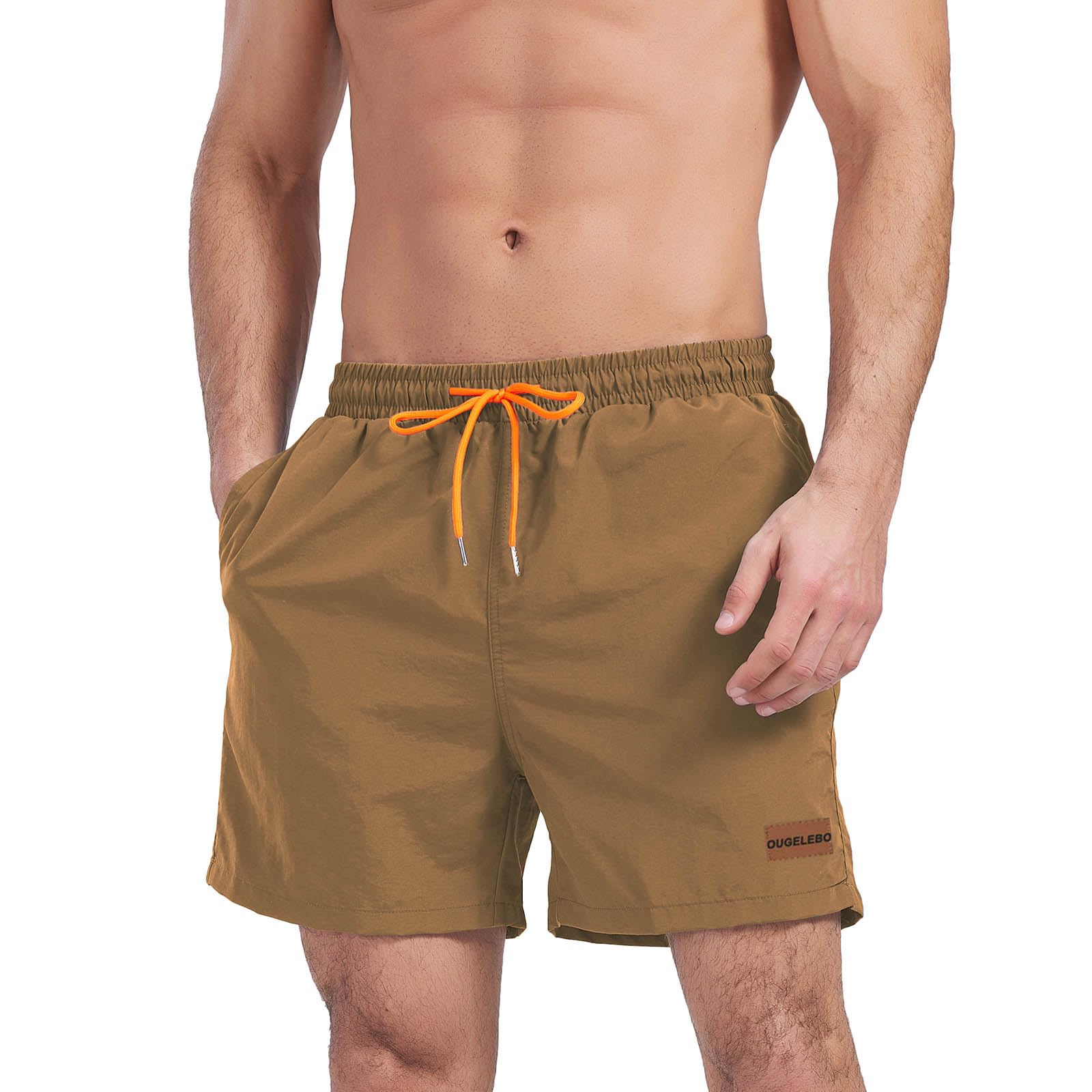 Ougelebo Badehose Herren mit Reißverschlusstasche Badeshorts Schnelltrocknend