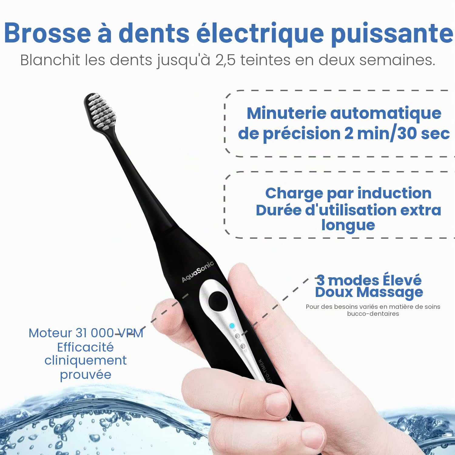 AquaSonic Home Dental Center Brosse à dents électrique rechargeable et hydropulseur intelligent – Système complet de soins bucco-dentaires familiaux – 10 accessoires et embouts inclus – Différents