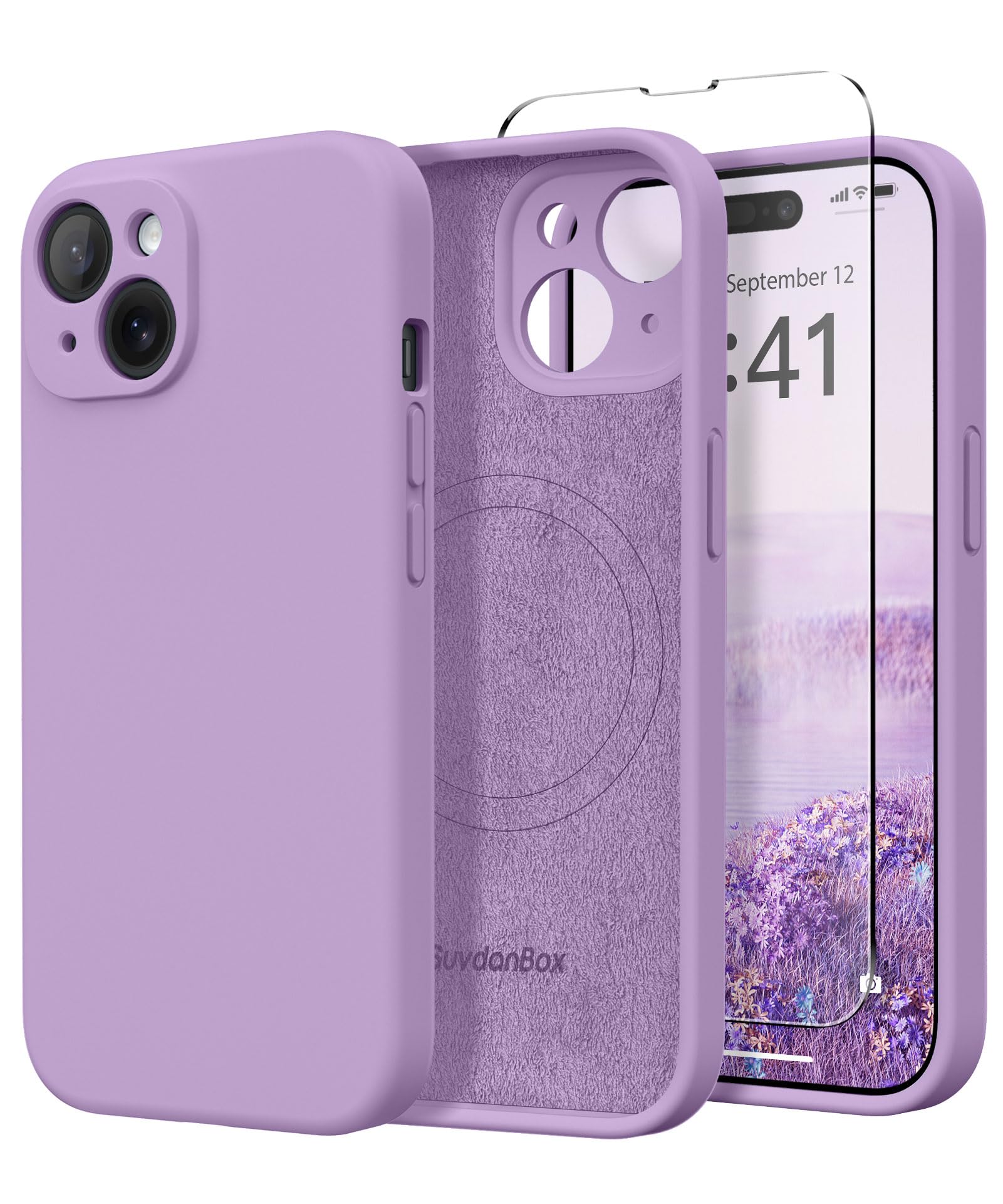 Magnetic for iPhone 15 Case Silicone Light Purple