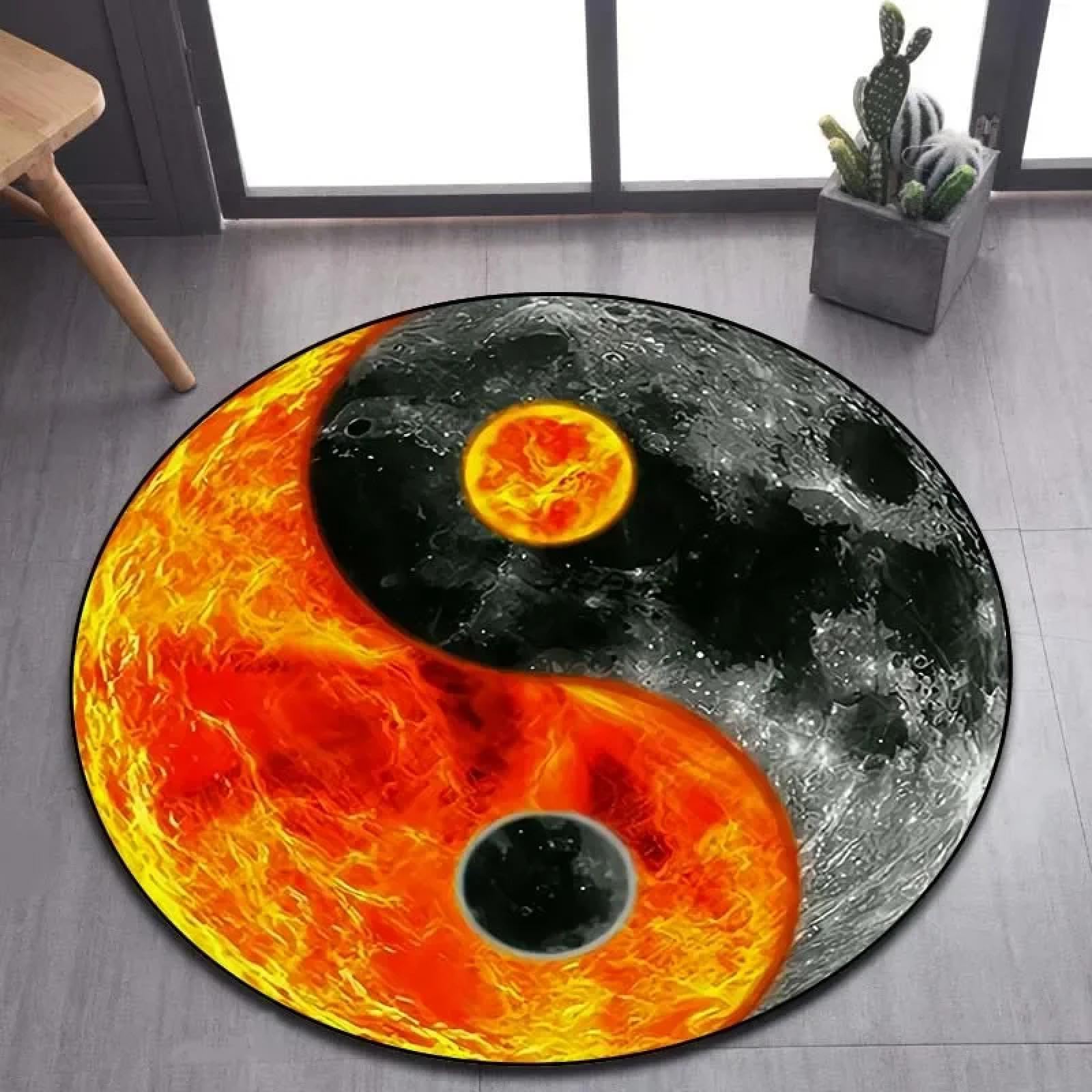 Tapis de porte effet 3D relief Tai Chi Flame pour une décoration originale