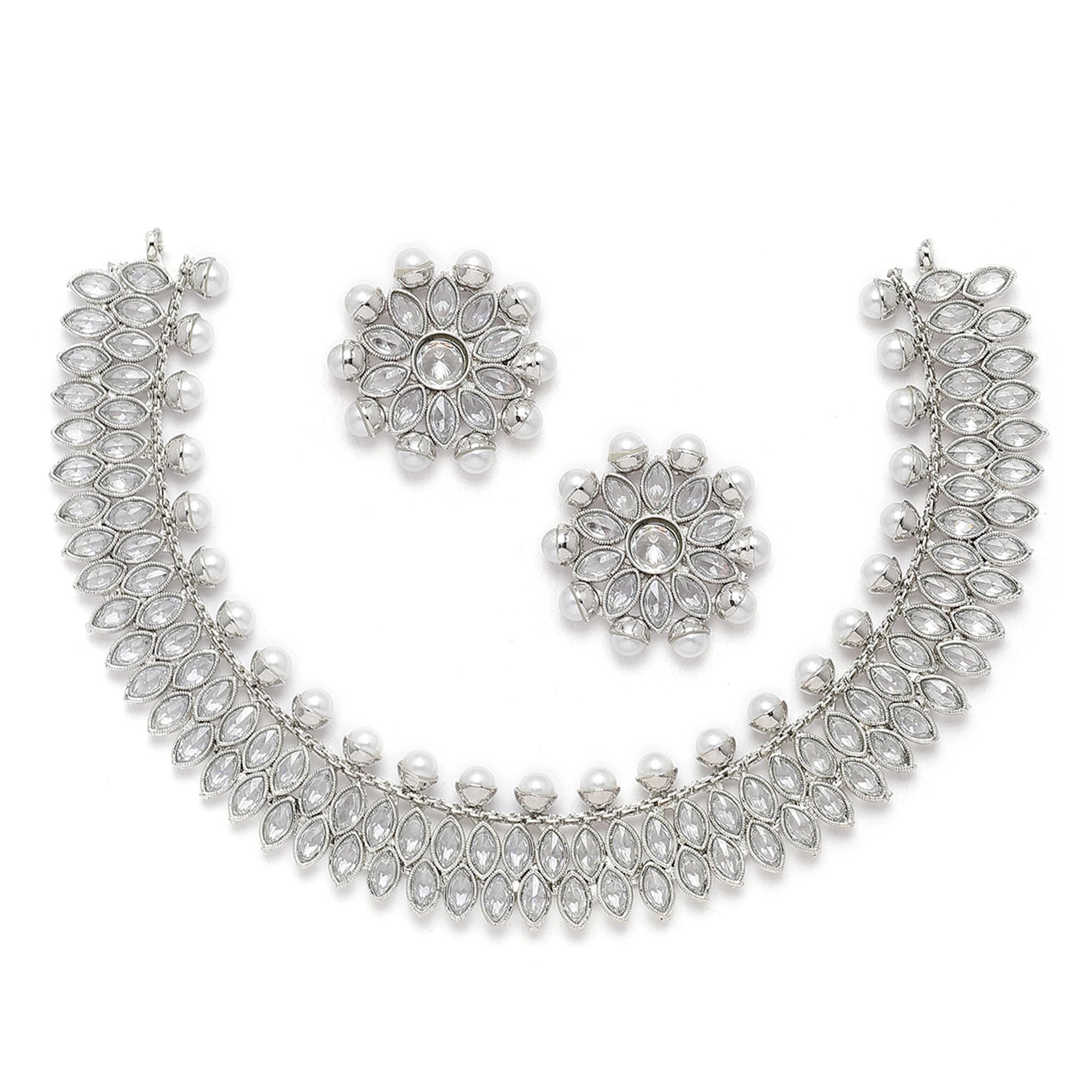 See full amazon price history chart for ZENEME Oxidised Silver-Plated Leaf Shaped American Diamond & Pearl Studded Necklace Earrings Jewellery Set for Girls and Women (White) (Style_02) ZENEME Oxidised Silver-Plated Leaf Shaped American Diamond & Pearl Studded Necklace Earrings Jewellery Set for Girls and Women (White) (Style_02) (B0C1V4LCLF) Amazon Price History, Amazon Price Tracker
