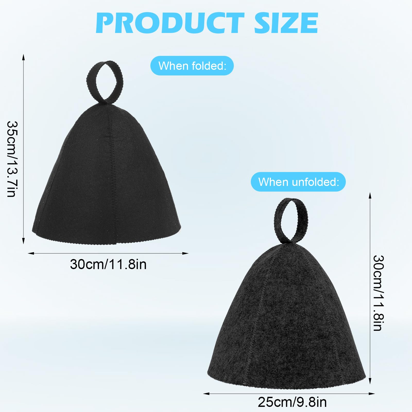 Lot de 2 bonnets de sauna en feutre de laine absorbant - Protection de la tête taille universelle gris noir