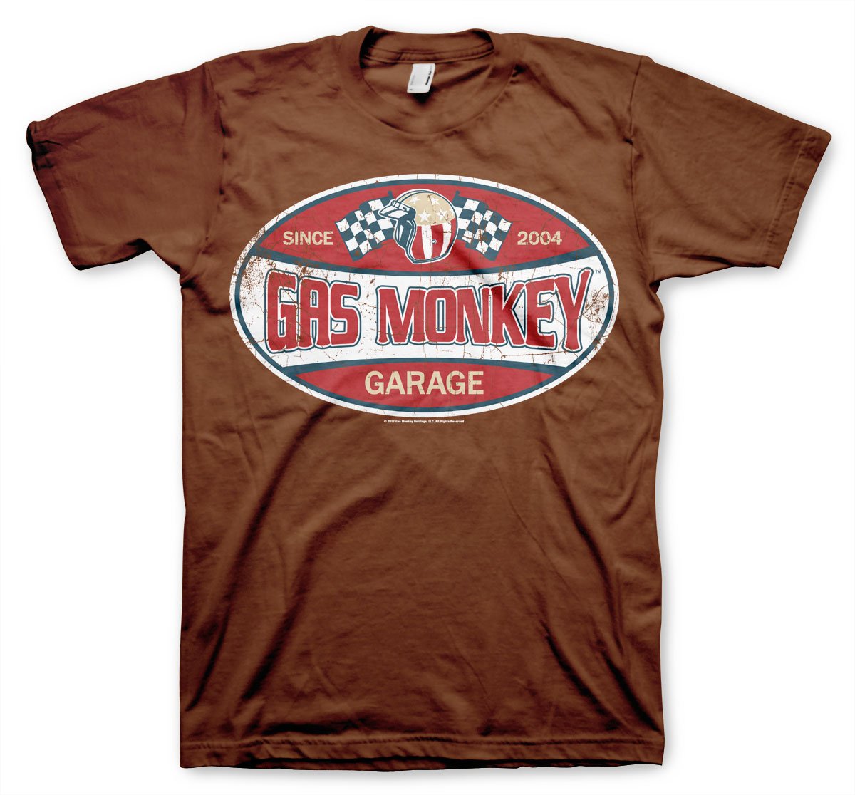 Gas Monkey Garage Men's Brown Officially Licensed Merchandise Gmg Since 2004 Label T-Shirt (Brown), Small