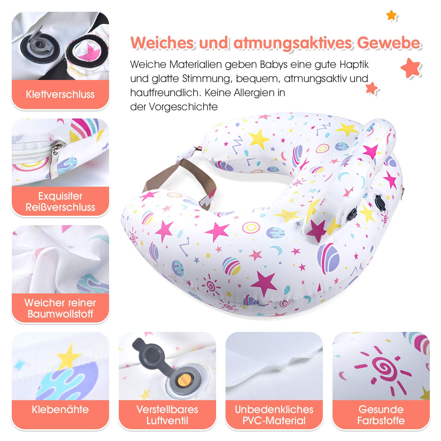 Inflatable Nursing Pillow for Breastfeeding, Travel Children's Feeding Pillow for Mother Support Adjustable Waist Strap - Image 3