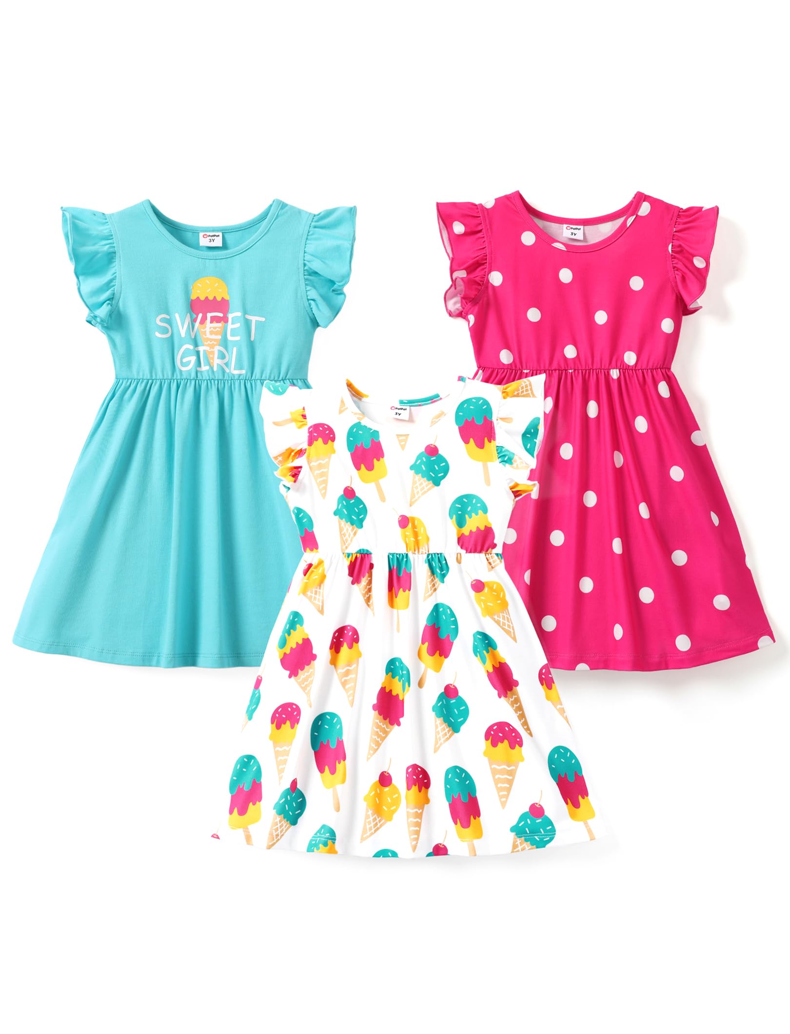 PATPAT ruffle sleeve twirl dress set for girls