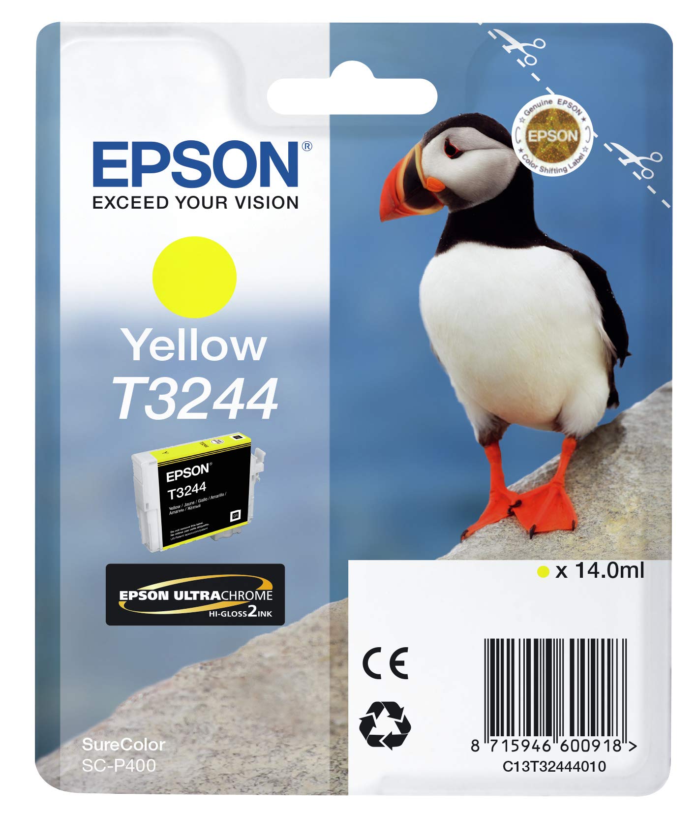 EpsonC13T32444010 Ink Cartridge for Printer, Yellow, Genuine